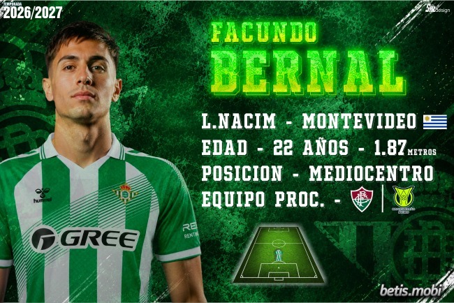 Facundo Bernal, equilibrio para la medular del Real Betis