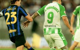 El Betis cae 1-0 ante el Inter en Bari y se lleva el susto de la lesión de Bellerín